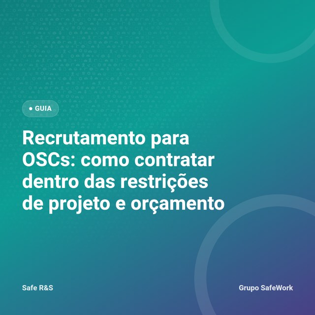 Capa do guia Recrutamento para OSCs, identidade visual Safe R&S